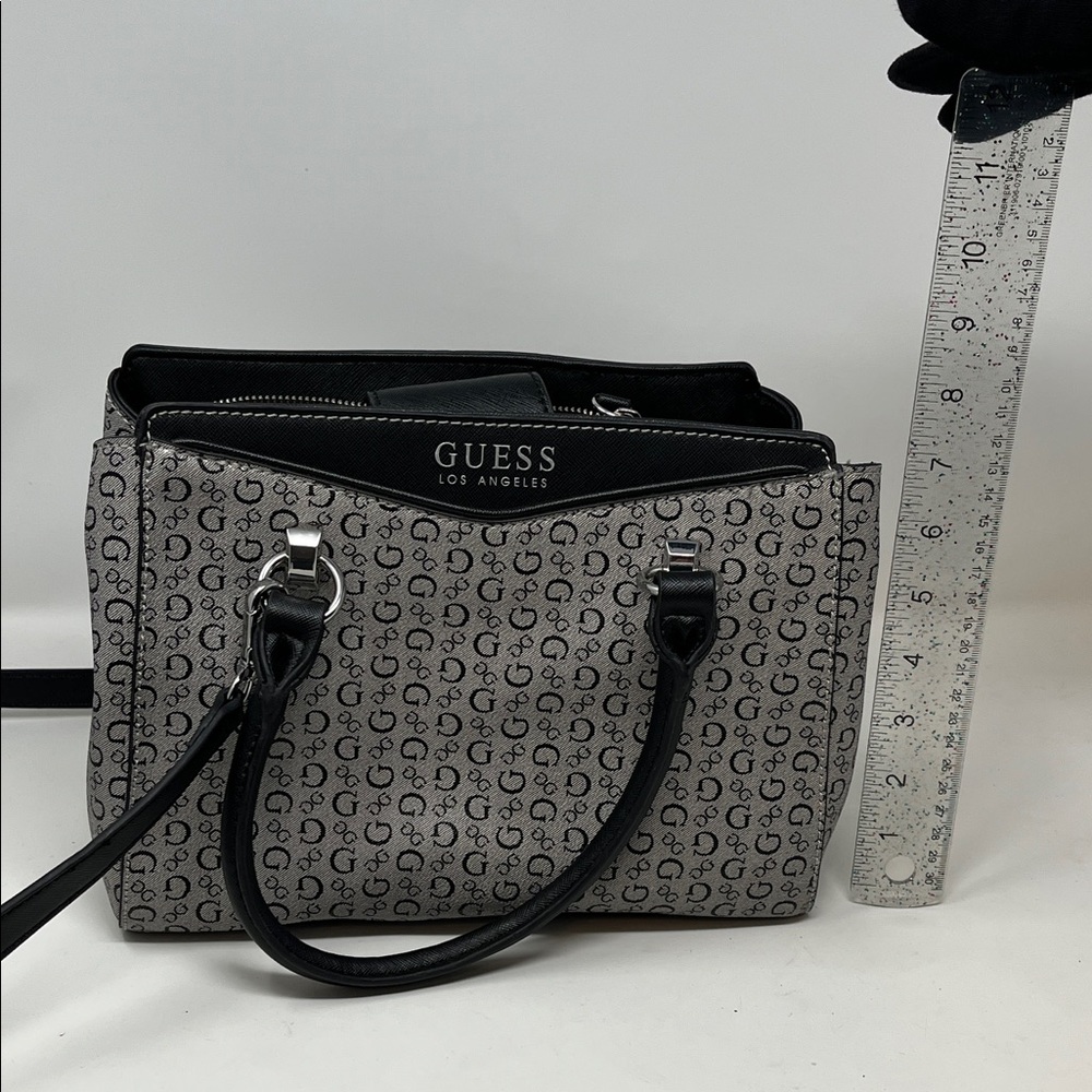 GUESS Los Angeles Logo Print Gray and Black Designer Bag - Picture 7 of 8